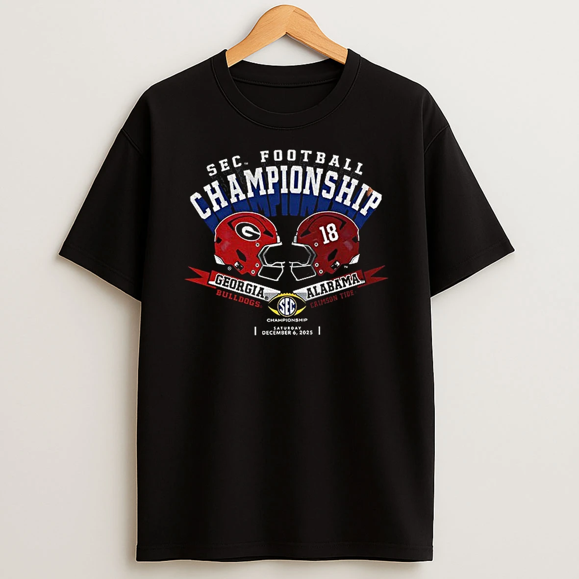 Georgia Bulldogs Vs Alabama Crimson Tide Football Helmet Sec Championship 2025 Logo T Shirt