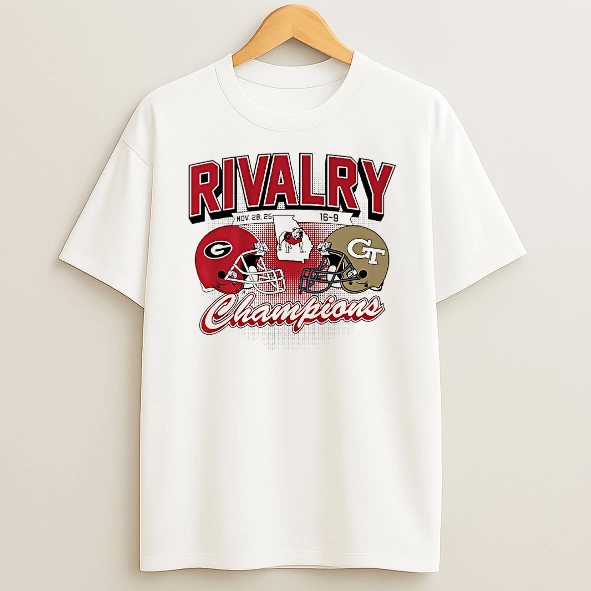 Georgia Bulldogs Vs Georgia Tech Yellow Jackets 2025 Rivalry Winner Champions Helmet Circle Tshirt Hoodie