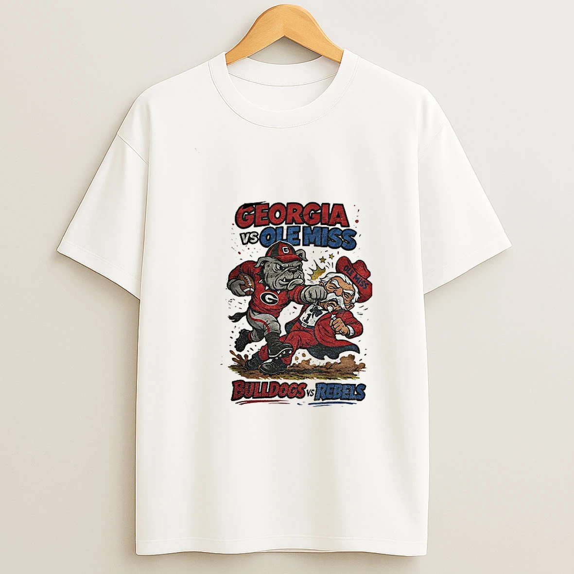 Georgia Bulldogs Vs Ole Miss Rebels Retro Rivalries Football Artwork Cfp T Shirt
