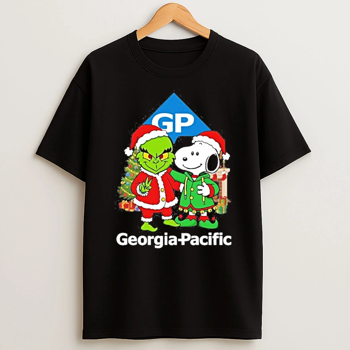 Georgia Pacific Santa Grinch X Santa Snoopy Merry Christmas T Shirt