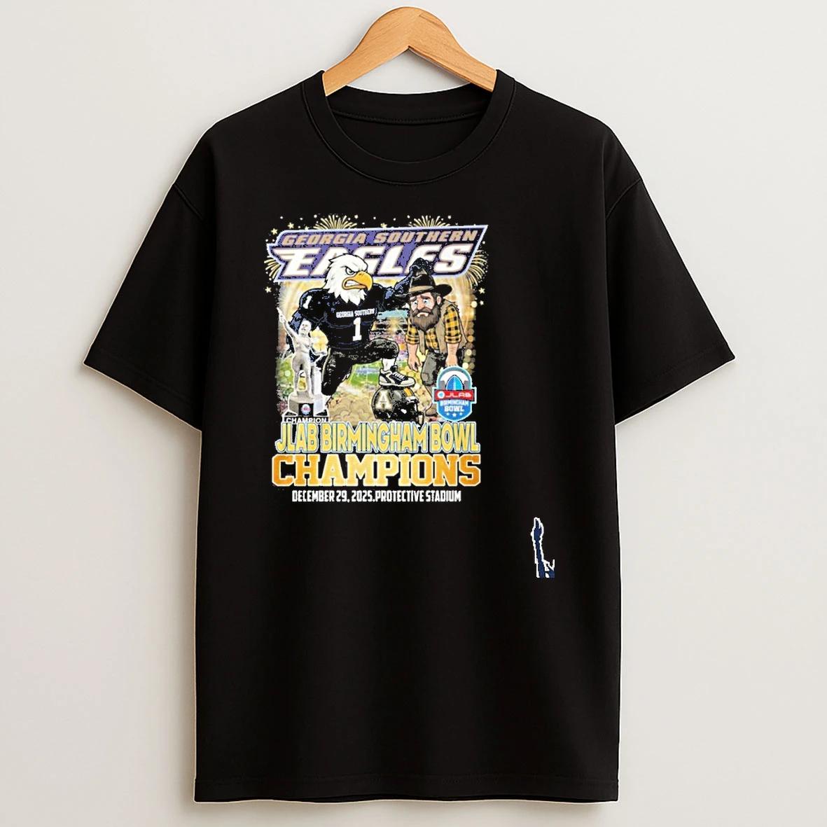 Georgia Southern Eagles Mascot Jlab Birmingham Bowl Champions T Shirt