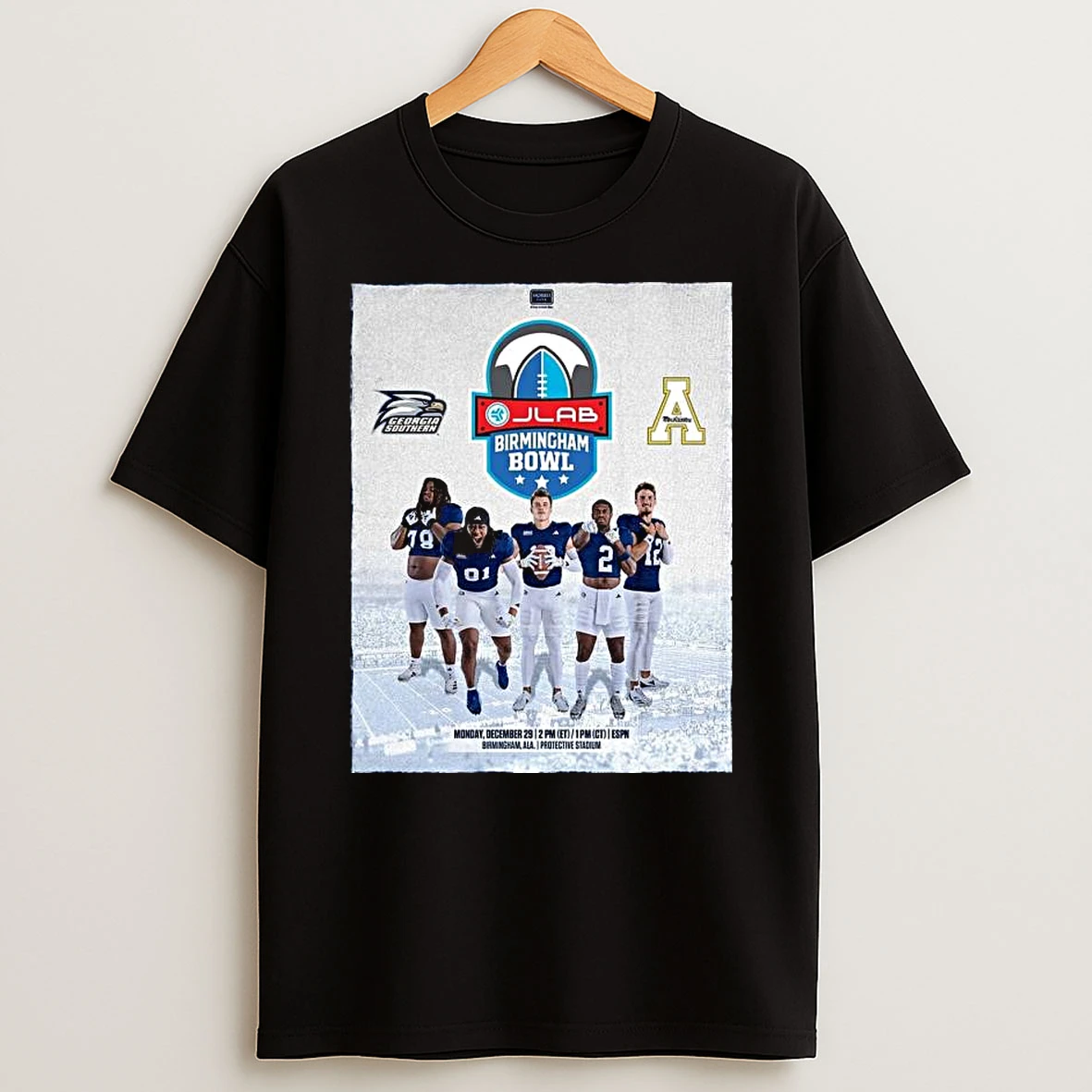 Georgia Southern Eagles Vs Appalachian State Mountaineers Matchup On December 29 2025 Jlab Birmingham Bowl T Shirt