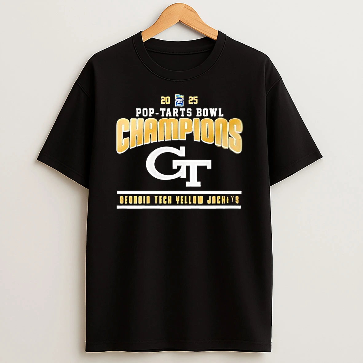 Georgia Tech Yellow Jackets 2025 Pop Tarts Bowl Champions Logo T Shirt