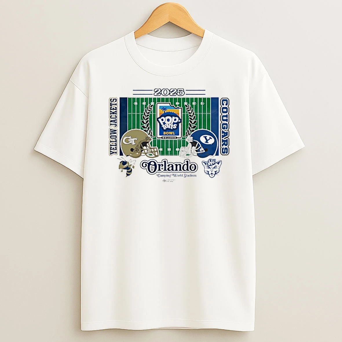 Georgia Tech Yellow Jackets Vs Byu Cougars 2025 Pop Tarts Bowl Helmet Circle T Shirt