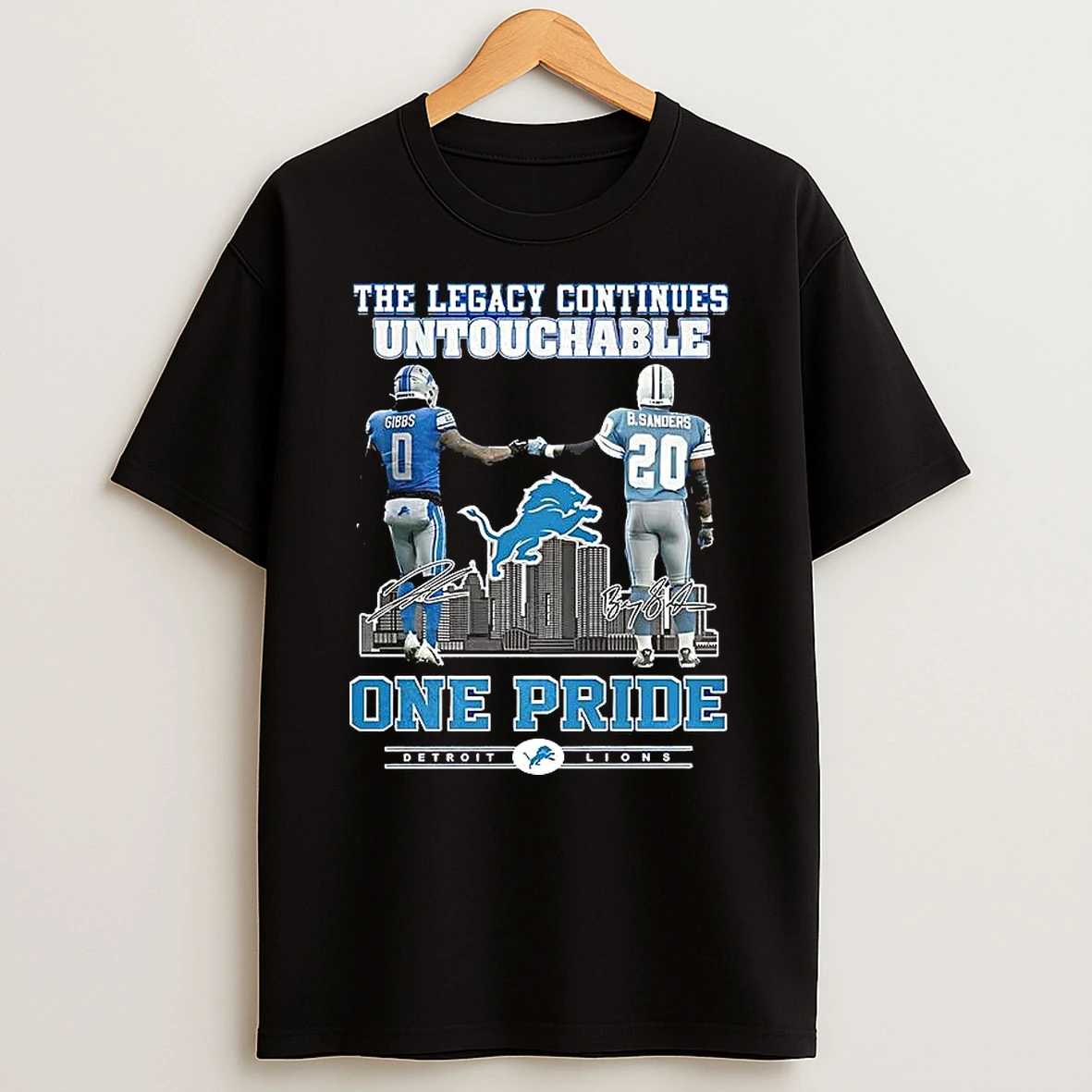 Gibbs And Sanders Detroit Lions One Pride The Legacy Continues Untouchable 2025 T Shirt