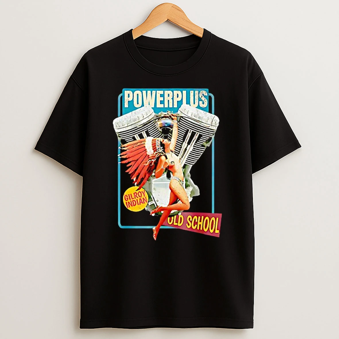 Gilroy Indian Powerplus Bottlecap Old School Retro T Shirt