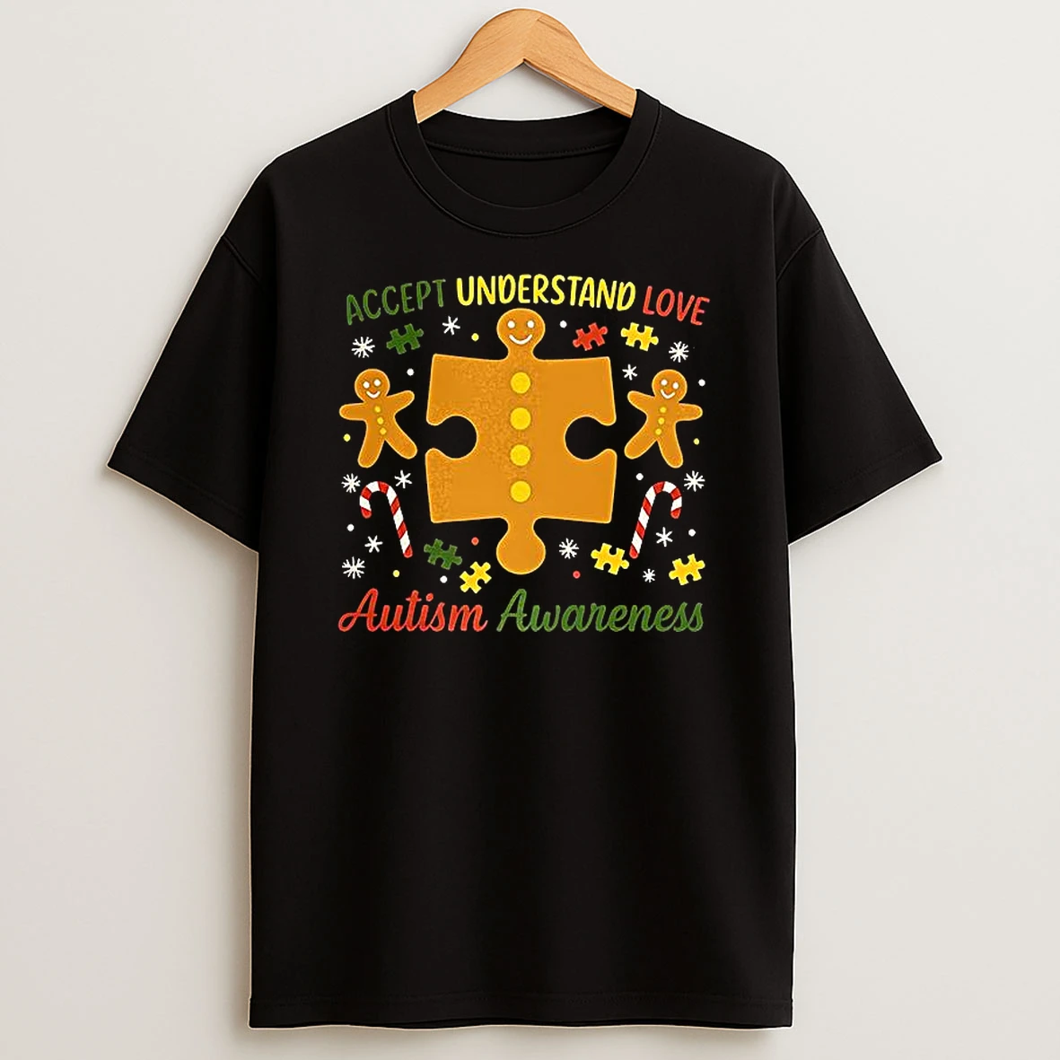 Gingerbread Accept Understand Love Autism Awareness T Shirt