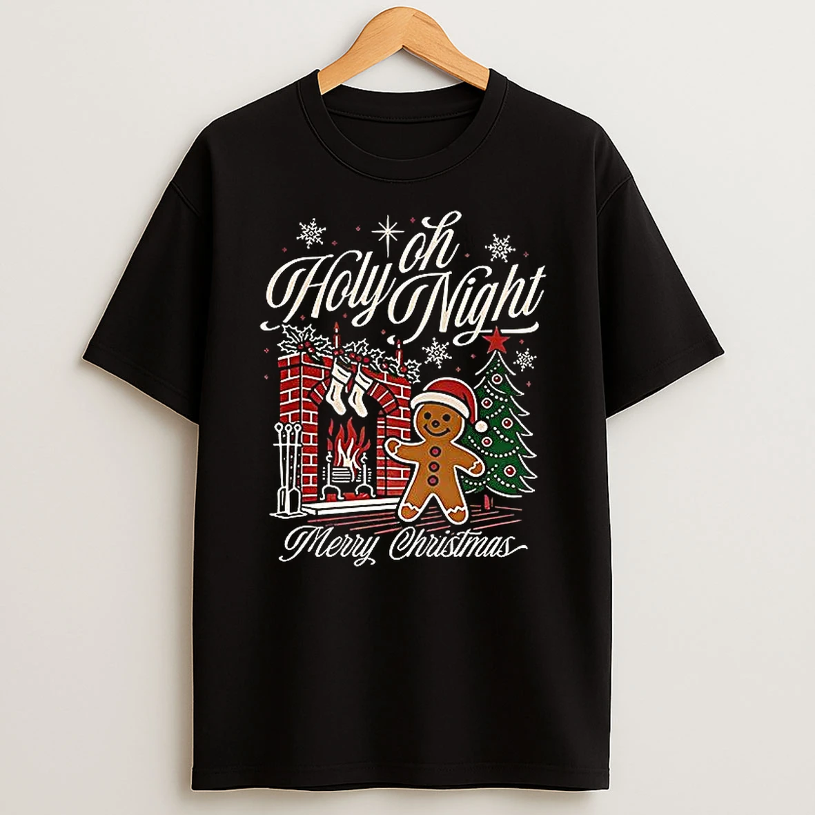 Gingerbread Oh Holy Night Merry Christmas T Shirt