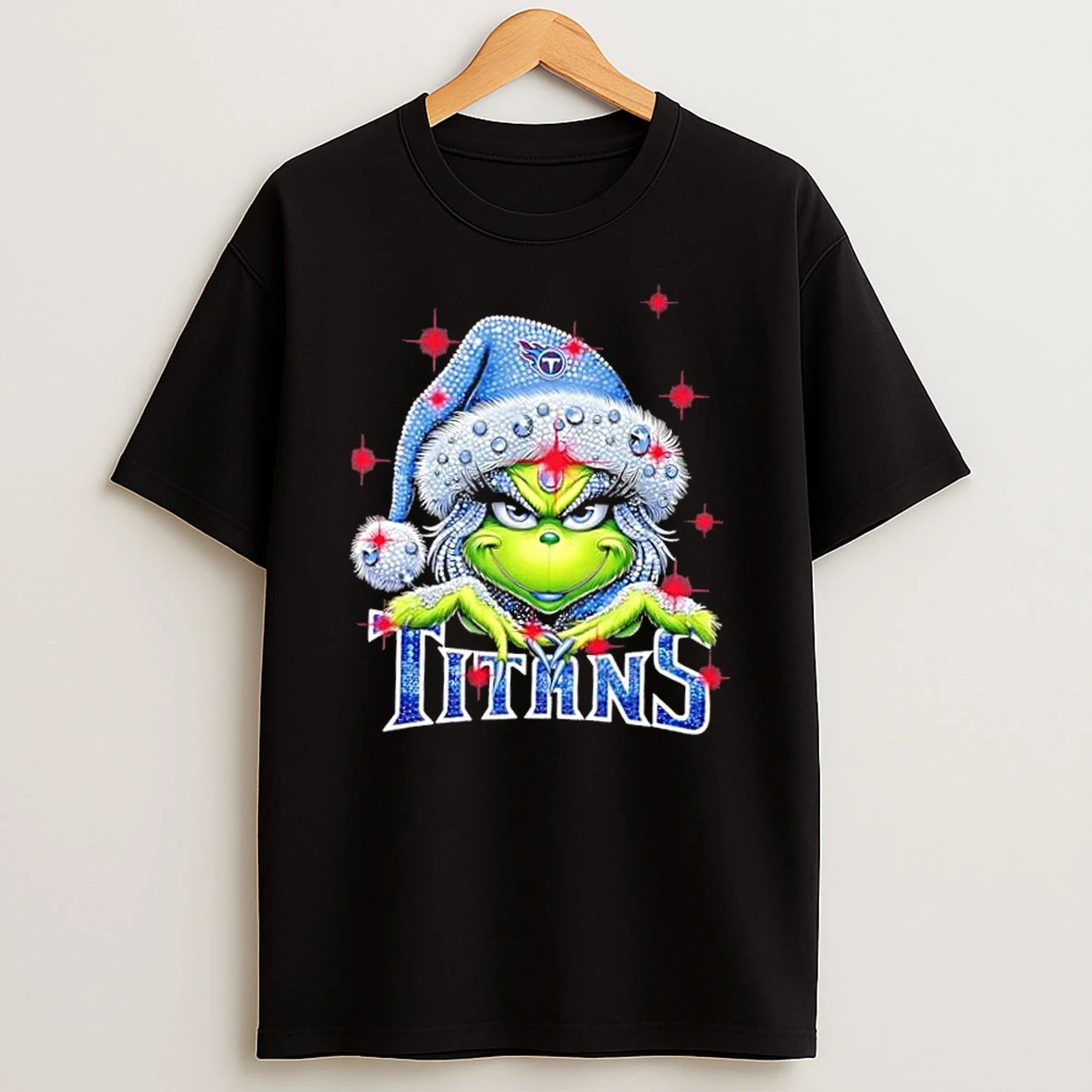 Glitter Diamond Grinch Girl X Tennessee Titans Football Graphic T Shirt