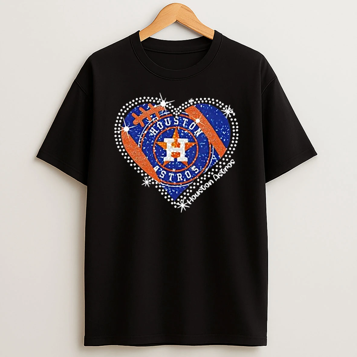 Glitter Heart Houston Astros Baseball Logo T Shirt