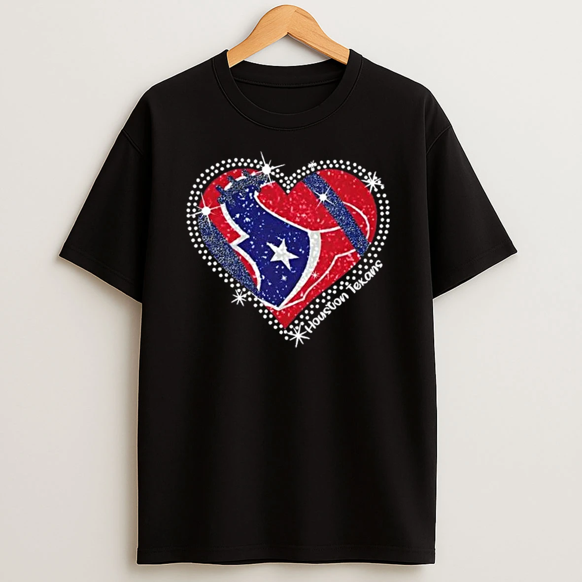 Glitter Heart Houston Texans Football Logo T Shirt