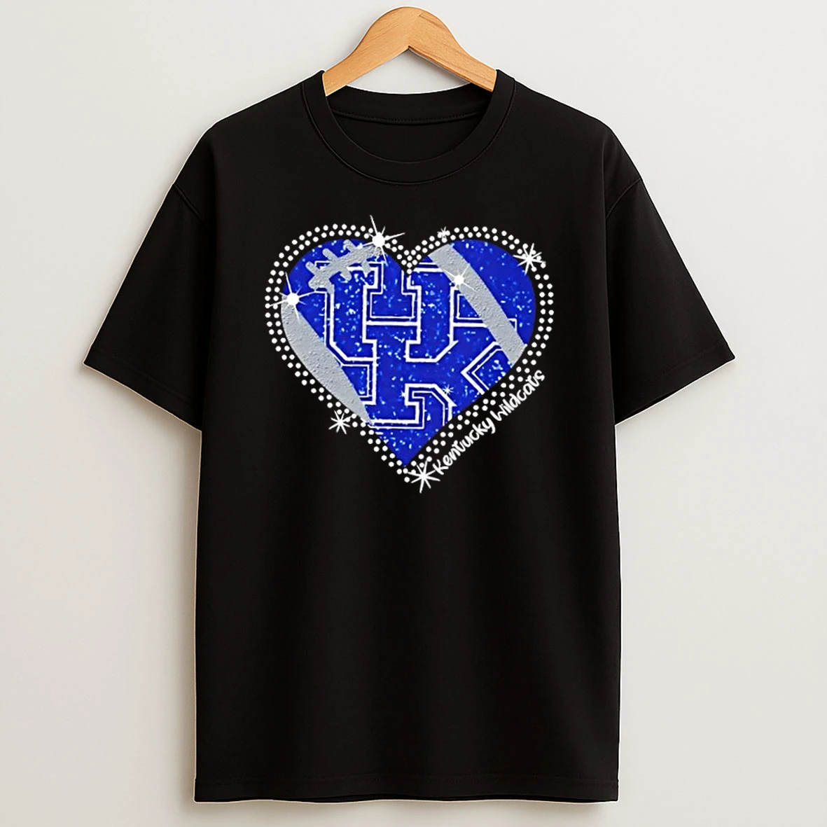 Glitter Heart Kentucky Wildcats Football Logo T Shirt