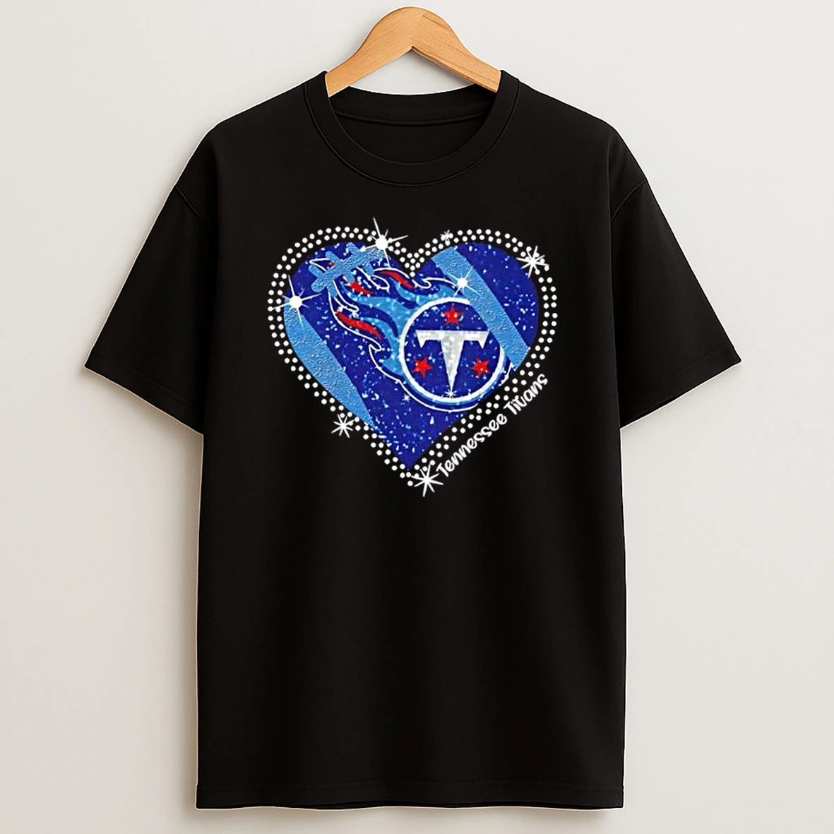 Glitter Heart Tennessee Titans Football Logo T Shirt