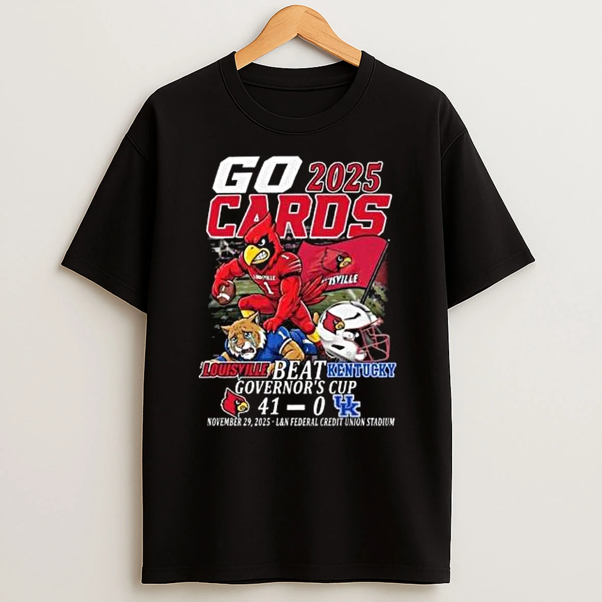 Go 2025 Cards Louisville Beat Kentucky Governors Cup Mascot T Shirt