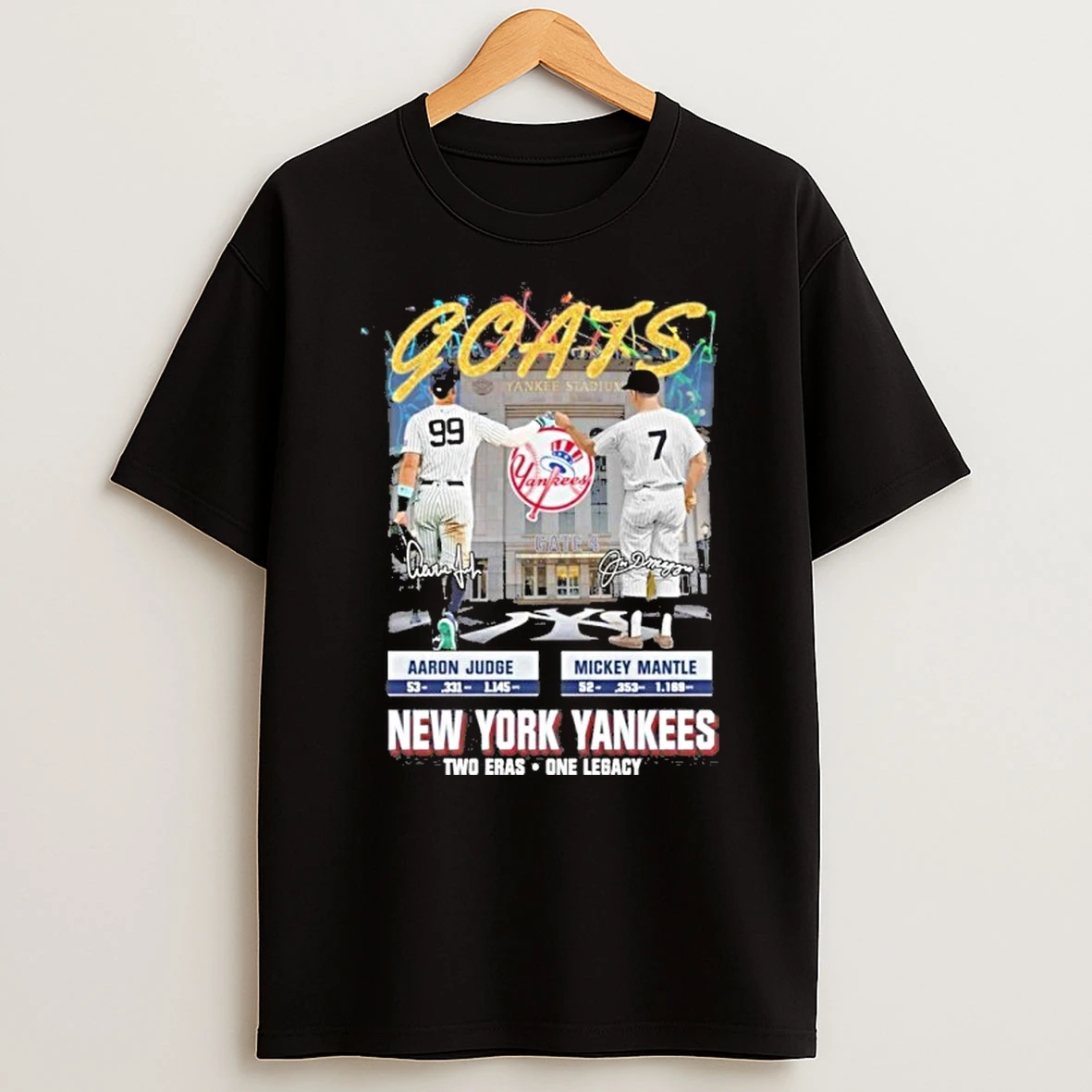 Goats Aaron Judge X Mickey Mantle New York Yankees Two Ears One Legacy T Shirt