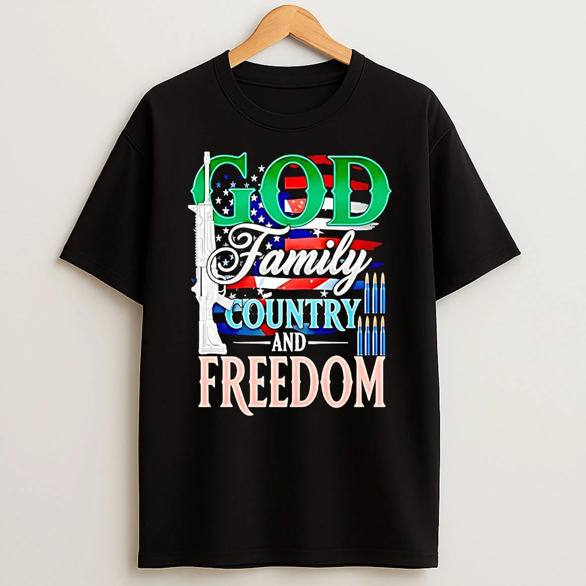 God Family Country And Freedom American Flag T Shirt