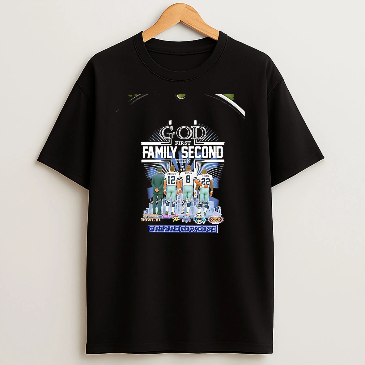 God First Family Second Then Dallas Cowboys Players Christmas Chriast T Shirt
