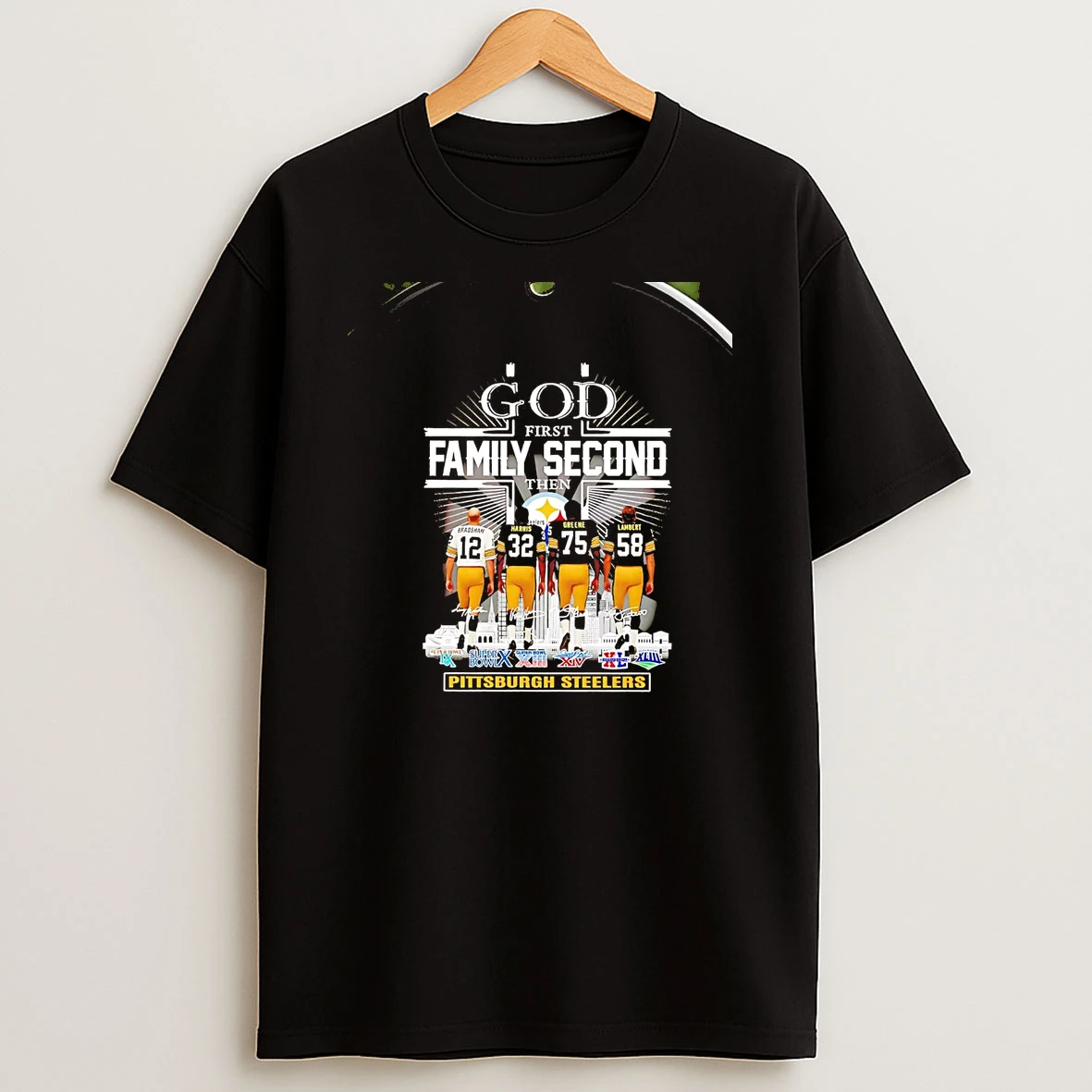 God First Family Second Then Pittsburgh Steelers Players Christmas Chriast T Shirt