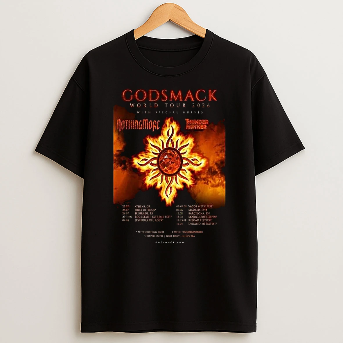 Godsmack World Tour 2026 Europe Schedule Tour Dates T Shirt
