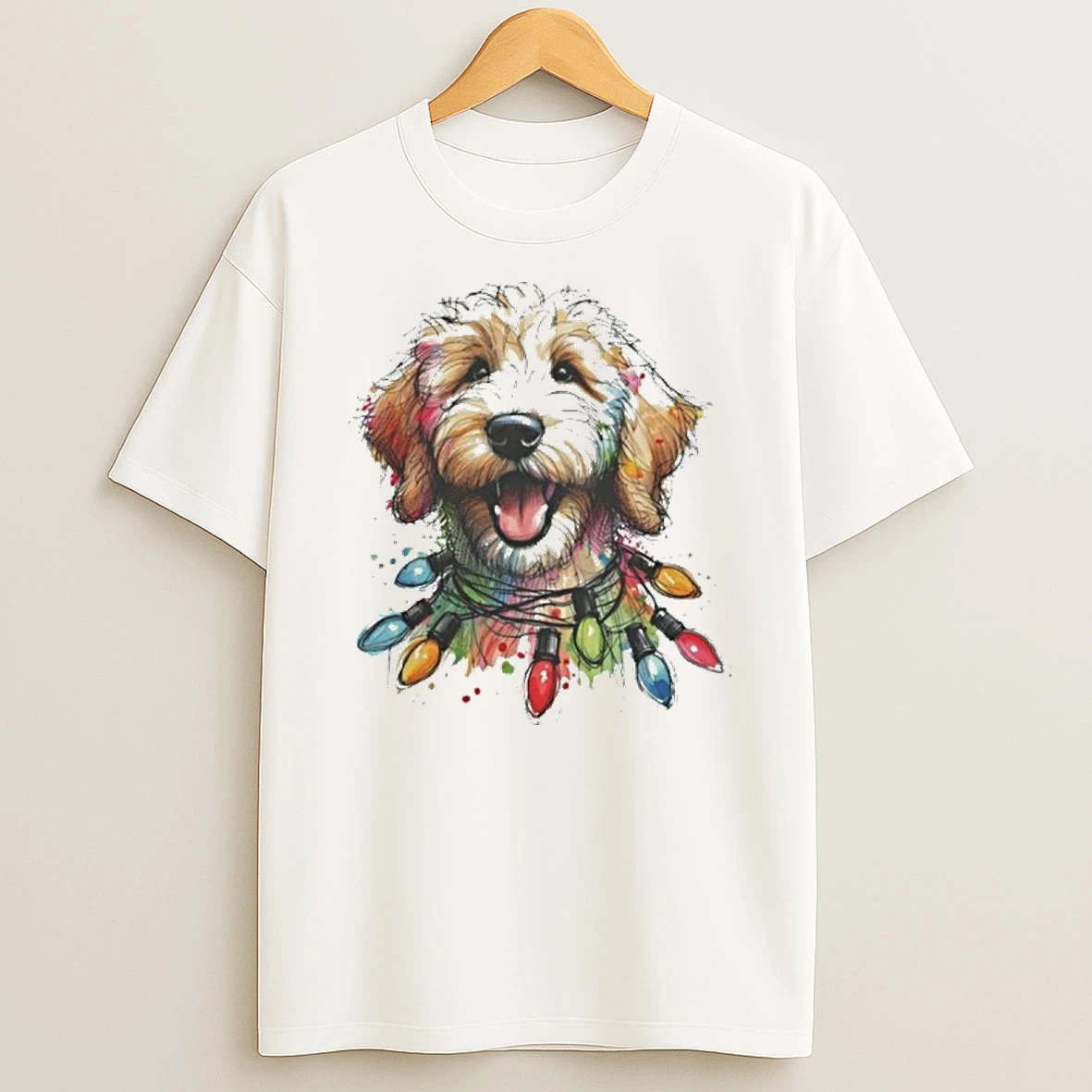 Golden Doodle Dog Light Christmas T Shirt