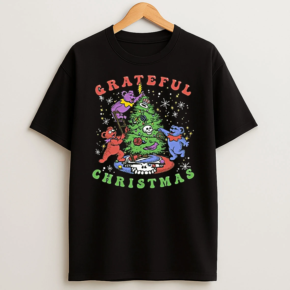 Grateful Dead Jolly Bears Light Tree Christmas T Shirt