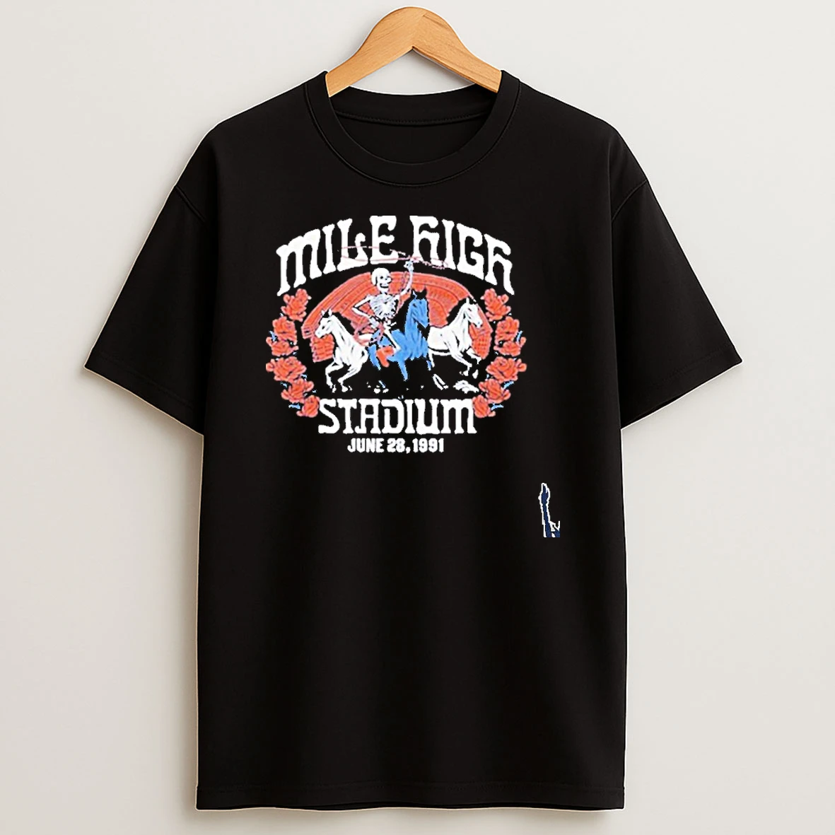 Grateful Dead X Broncos Skeleton Mile High Stadium T Shirt