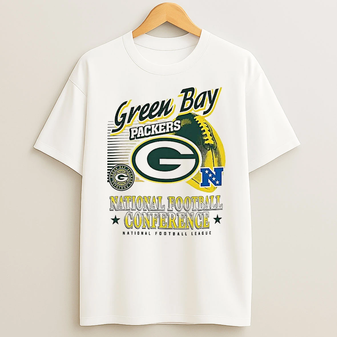 Green Bay Packers Nfl American Football Conference Logo Ball Retro T Shirt