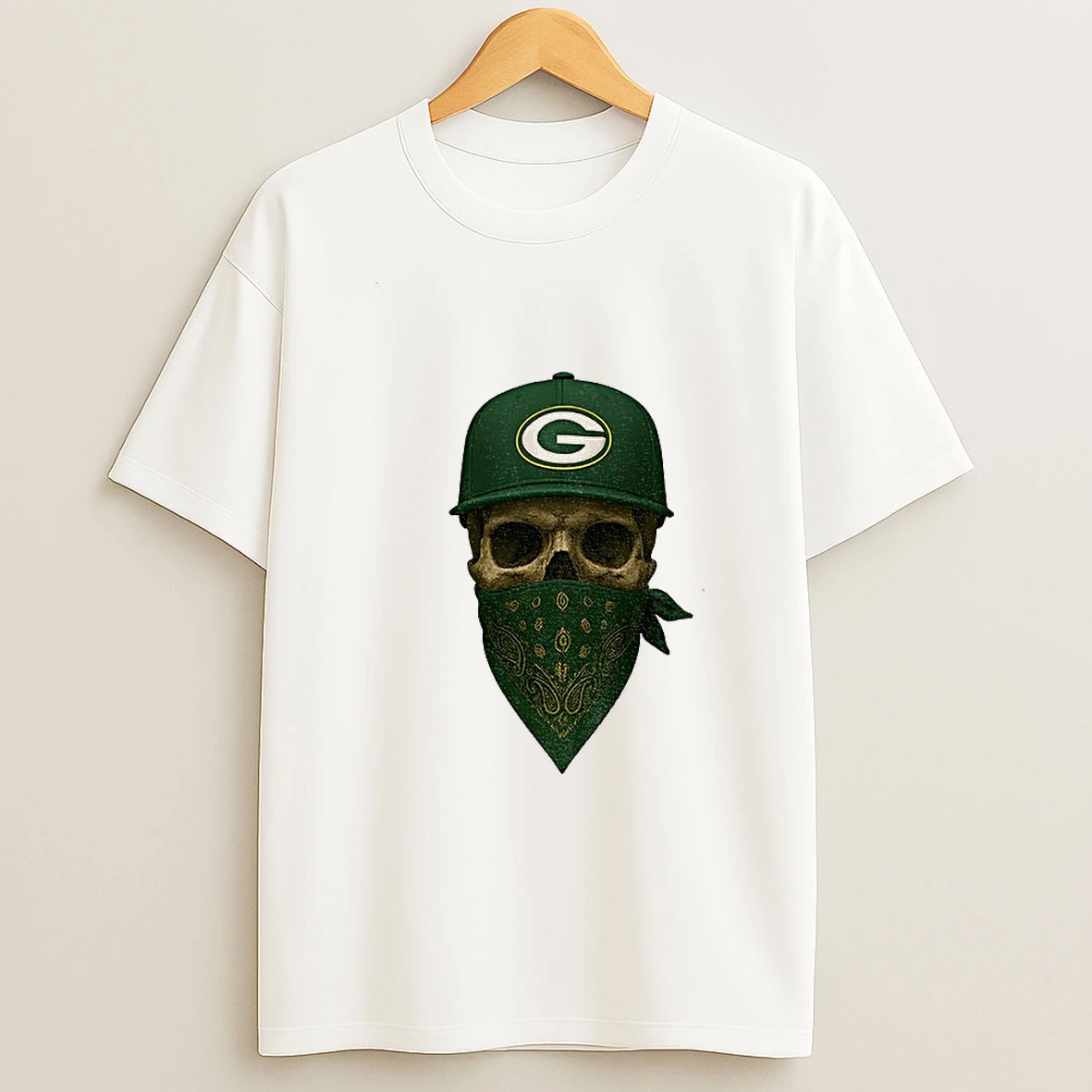 Green Bay Packers Skull Wearing Bandana Mask Nfl T Shirt