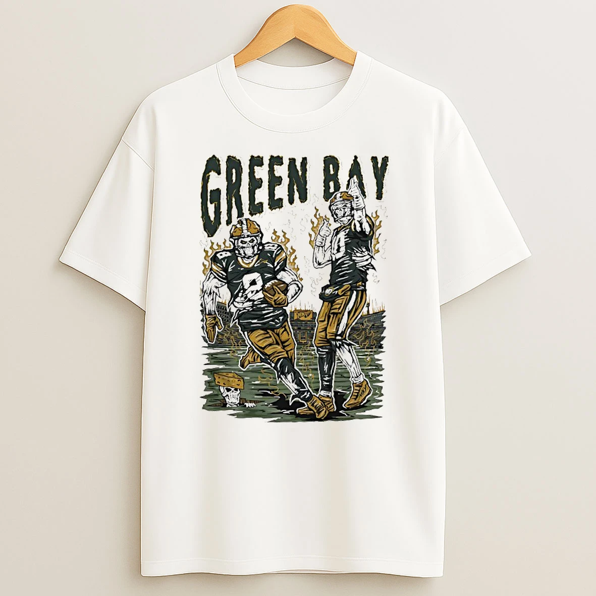 Green Bay Packers Welcome To Football Skeleton Players Circle T Shirt