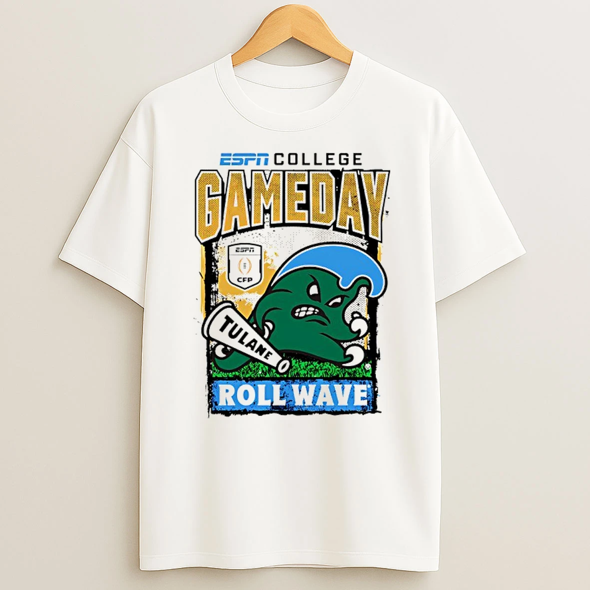 Green Wave Roll Wave 2025 26 College Football Playoff Gameday Roll Wave Mascot T Shirt