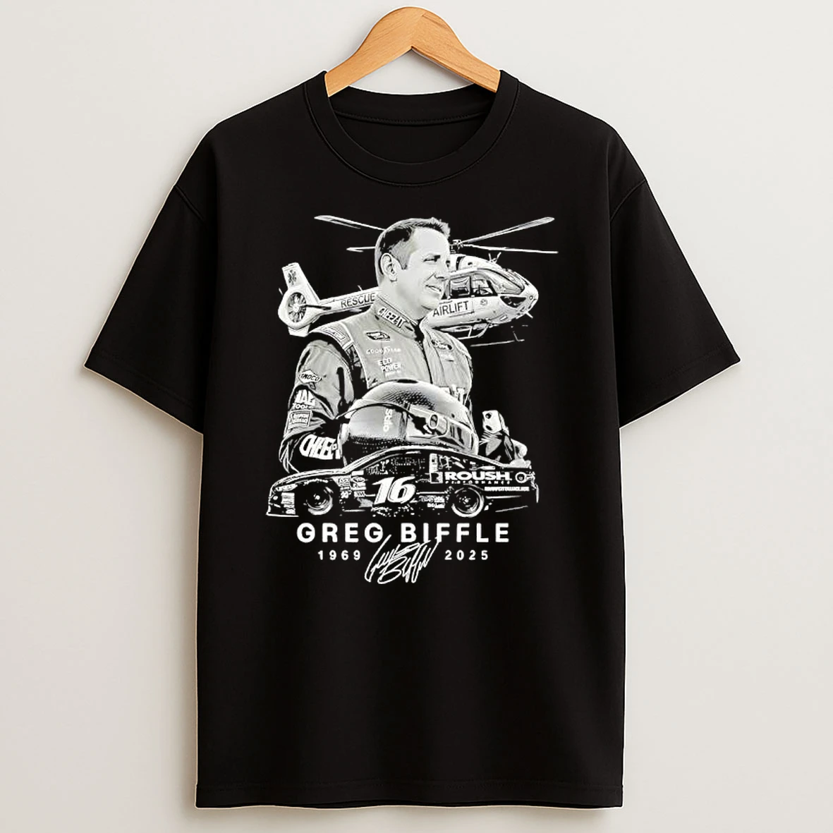 Greg Biffle Memorial Helicopter Pilot Rescue Tribute Nascar Legend Rip T Shirt