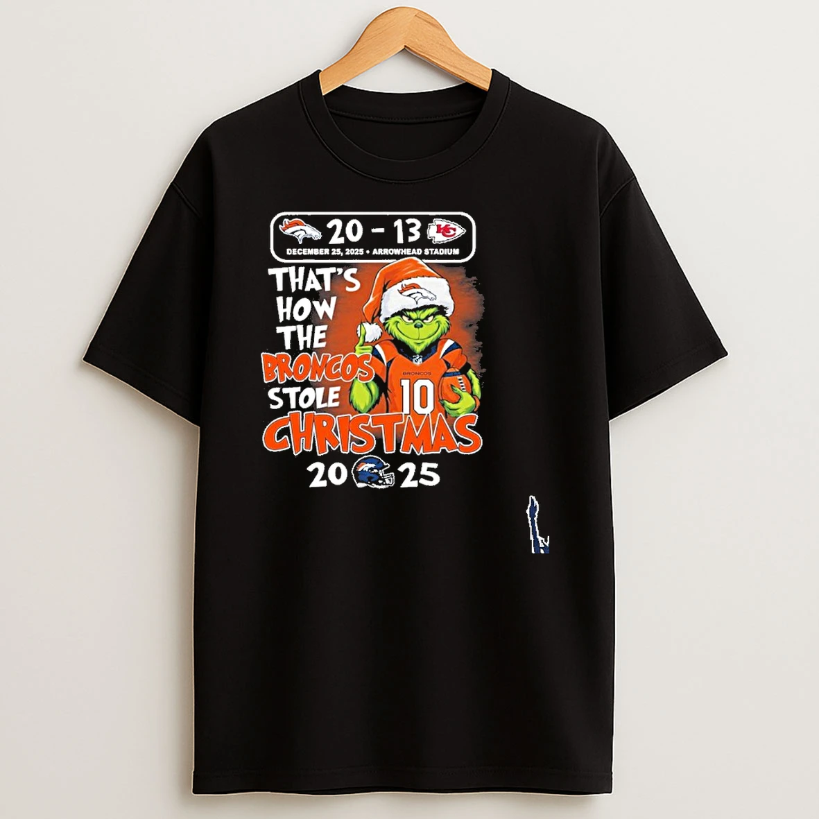 Grinch Denver 20 13 Chiefs Thats How The Denver Broncos Stole Christmas T Shirt
