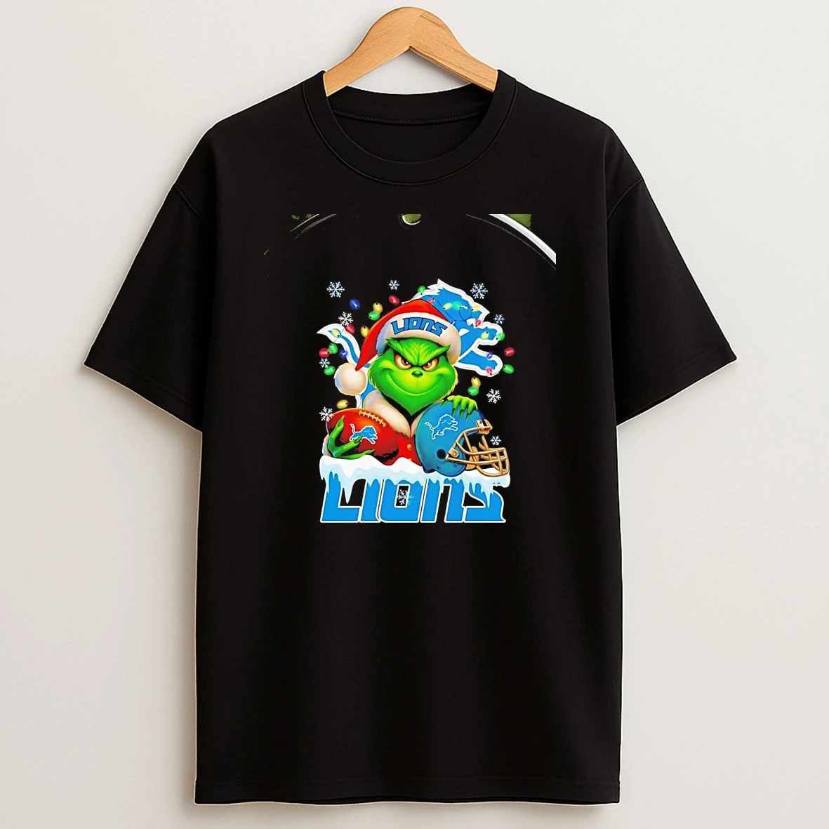 Grinch Detroit Lions Christmas Light Chriast T Shirt