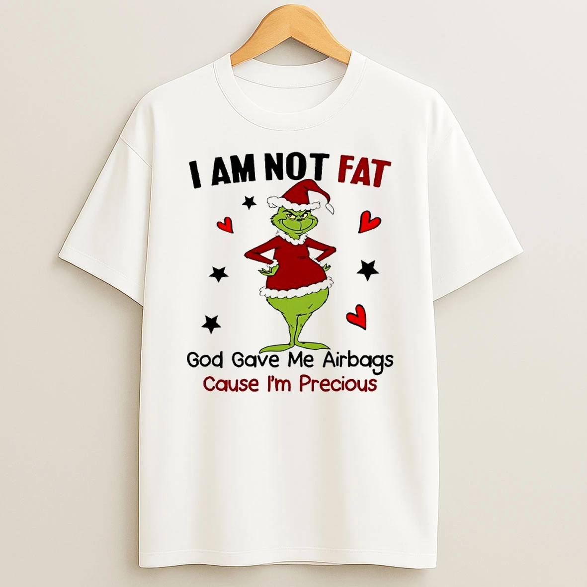 Grinch I Am Not Fat God Gave Me Airbags Cause Im Precious Circle T Shirt