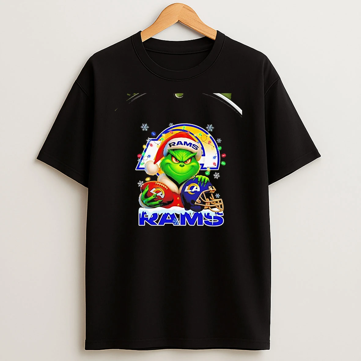 Grinch Los Angeles Rams Christmas Light Chriast T Shirt
