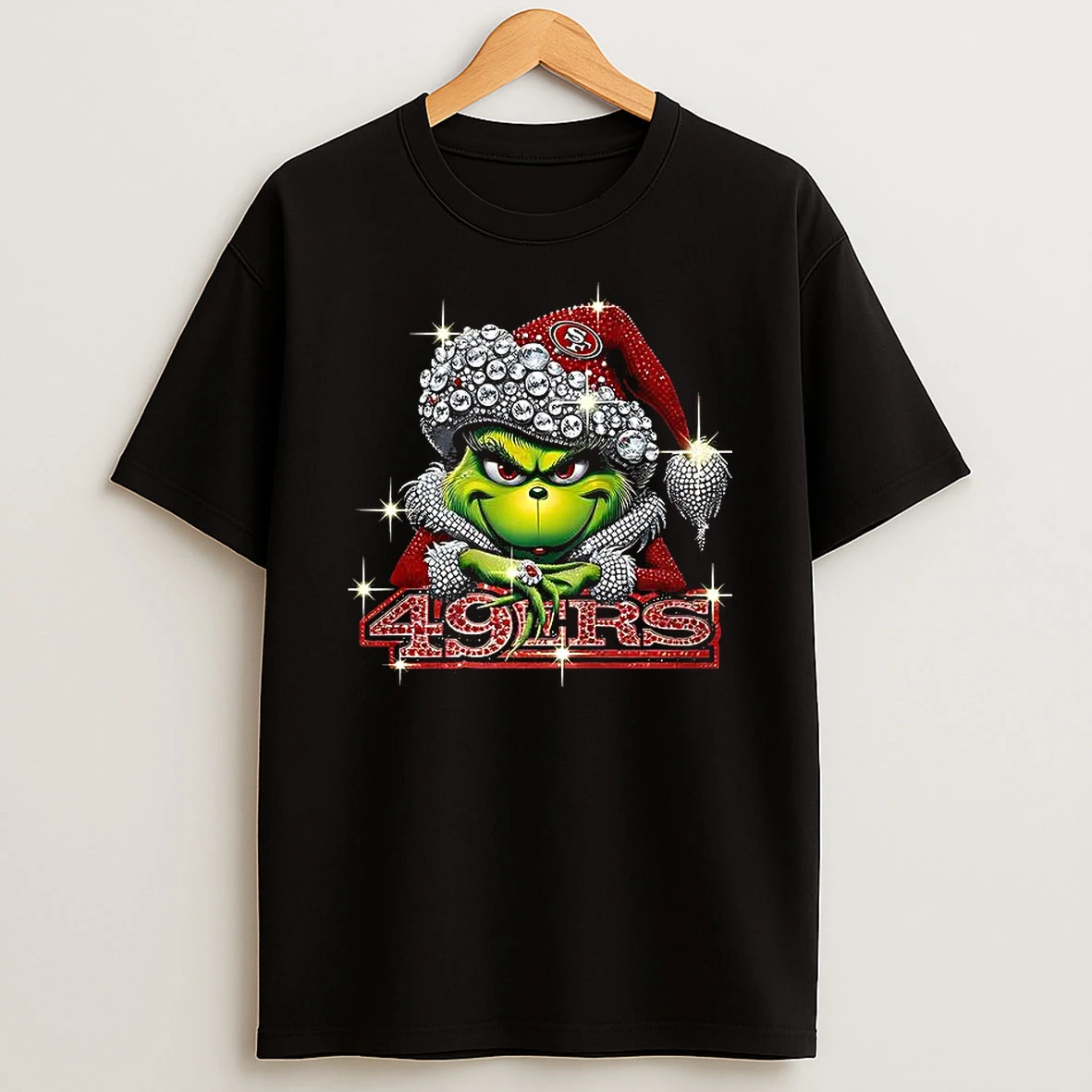 Grinch Rhinestone San Francisco 49ers T Shirt