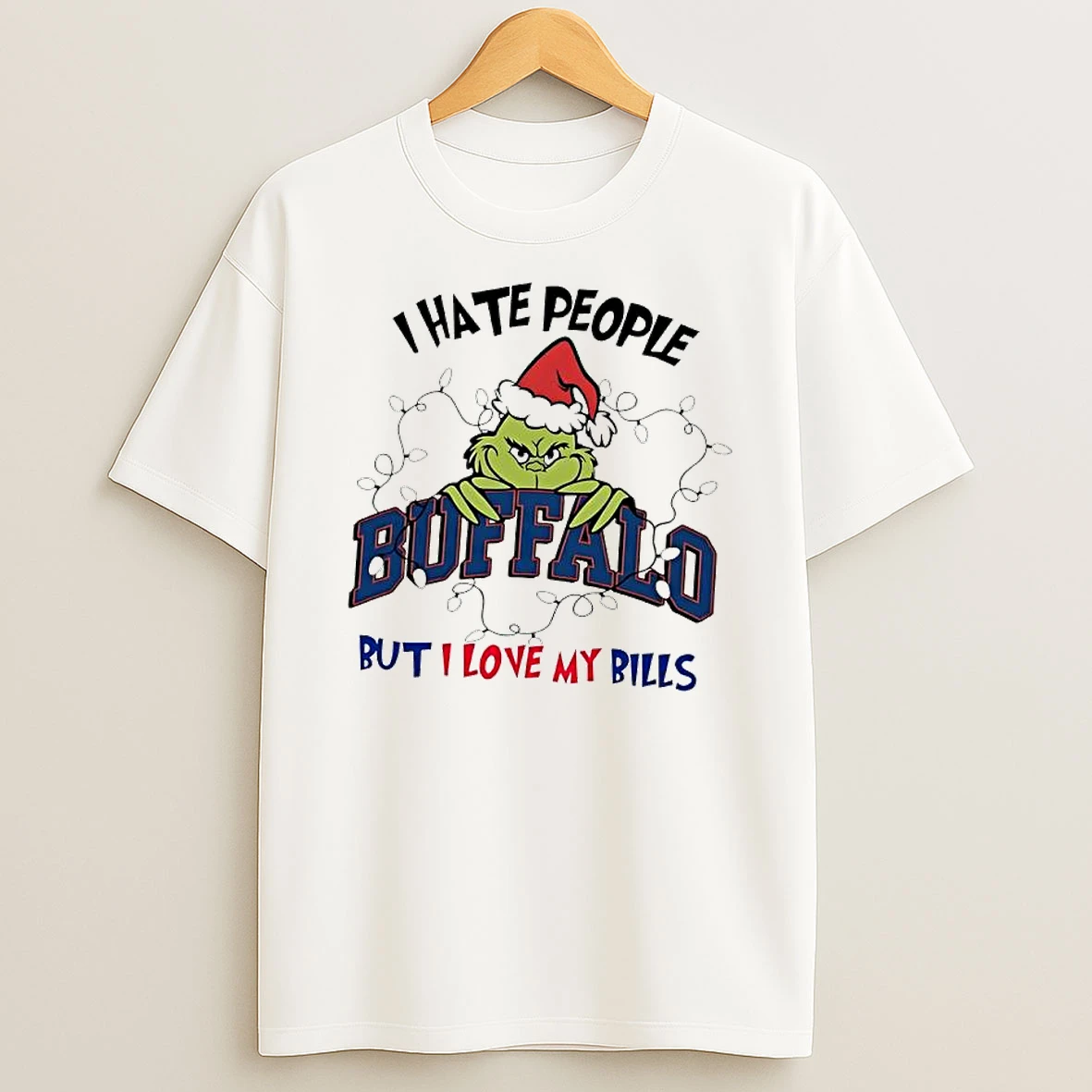 Grinch Santa I Hate People But I Love My Buffalo Bills T Shirt