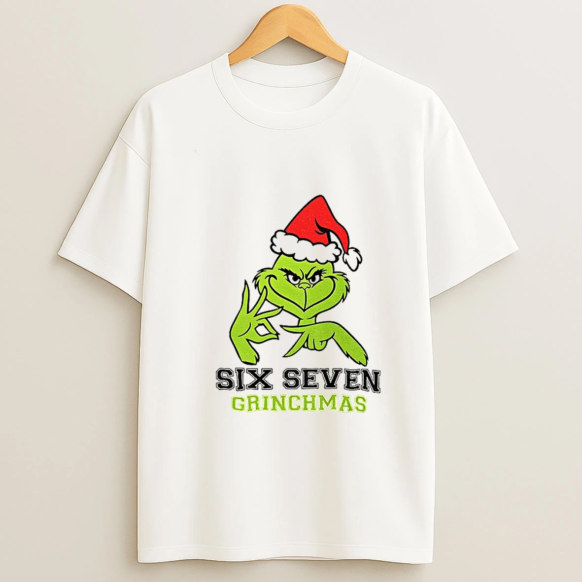 Grinch Santa Hat Six Seven Grinchmas Christmas 2025 T Shirt