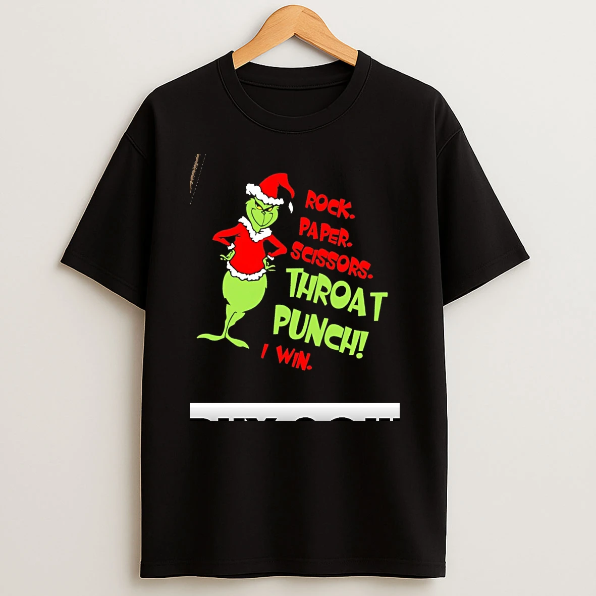 Grinch Santa Rock Paper Scissors Throat Punch I Win Christmas T Shirt
