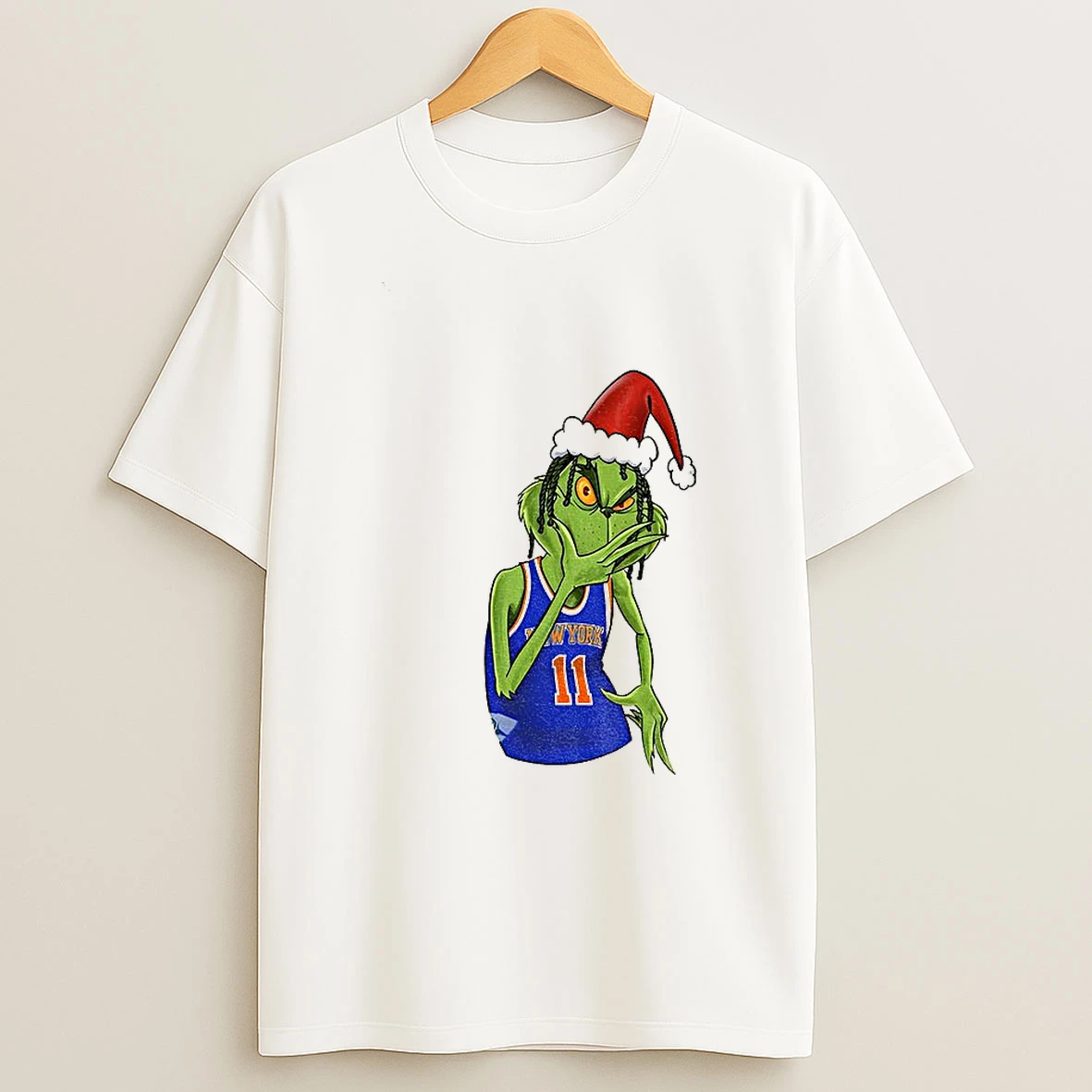 Grinch Santa X Jalen Brunson New York Knicks Nba Basketball Christmas T Shirt