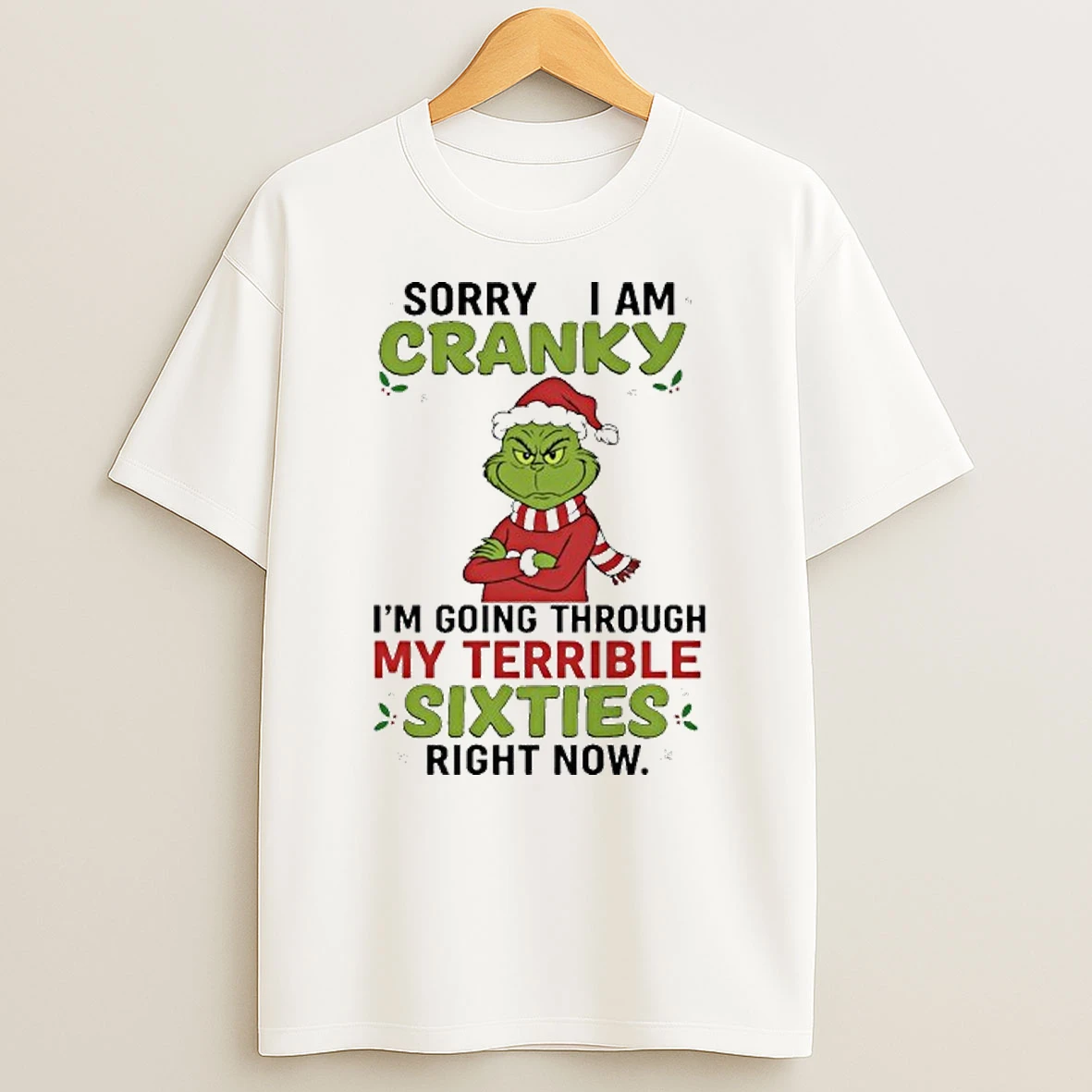 Grinch Sorry I Am Cranky Im Going Through My Terrible Sixties Right Now T Shirt