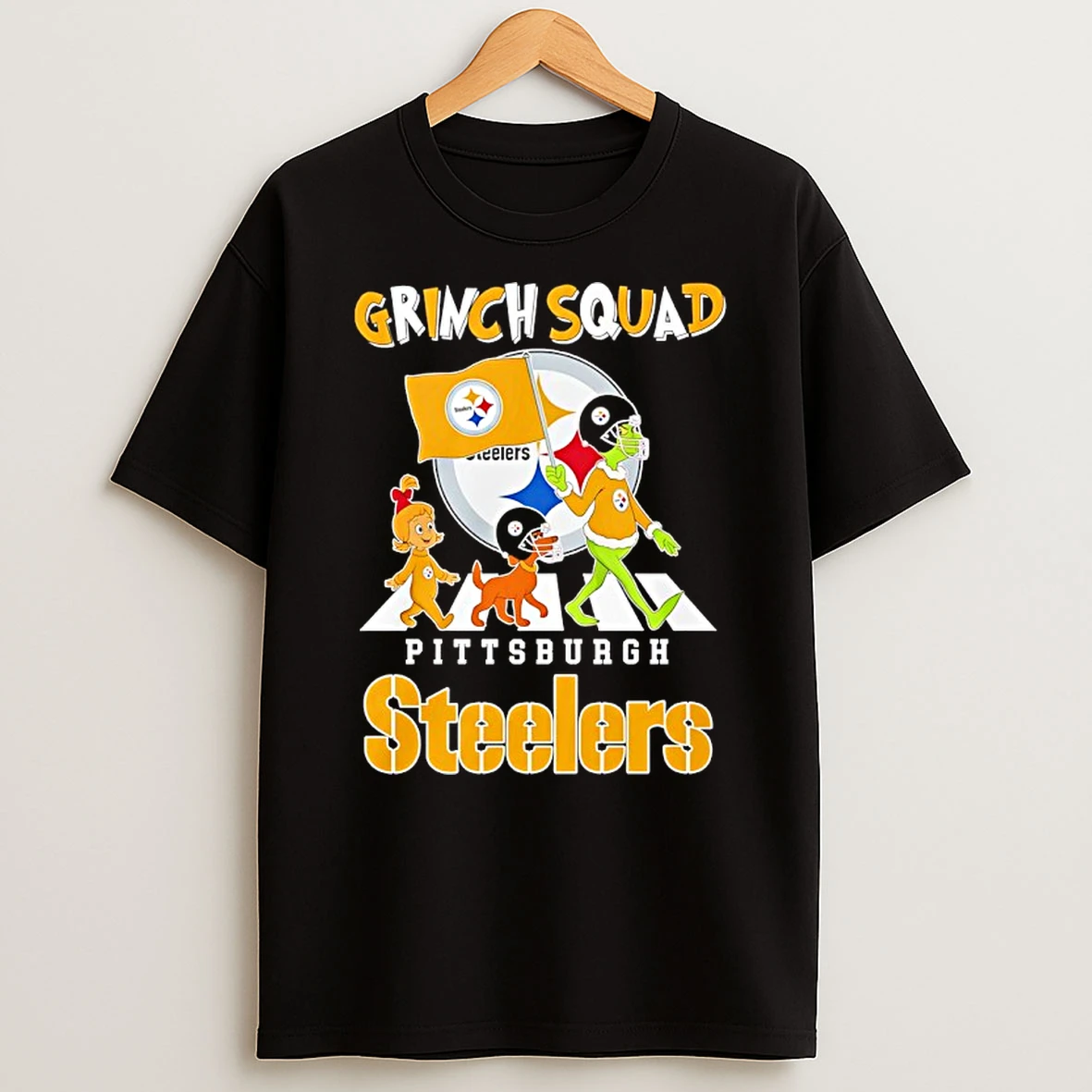 Grinch Squad X Pittsburgh Steelers Abbey Road T Shirt