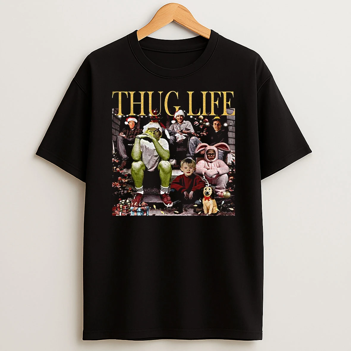 Grinch Thug Life Home Alone Characters Merry Christmas 2025 T Shirt