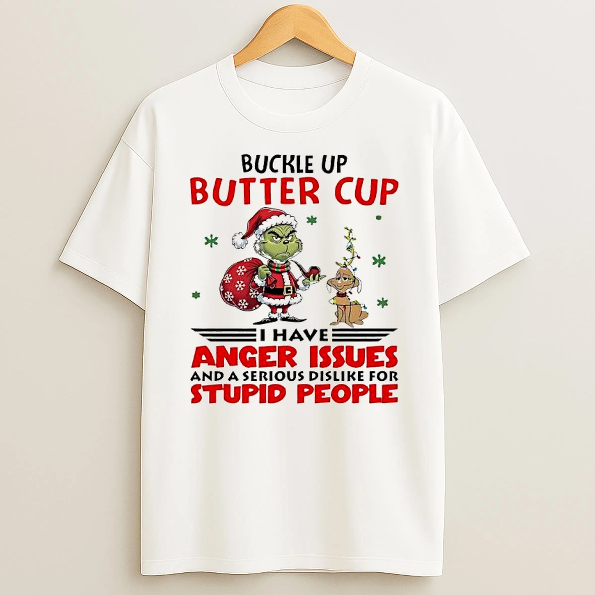 Grinch And Dog Max Buckle Up Butter Cup T Shirt