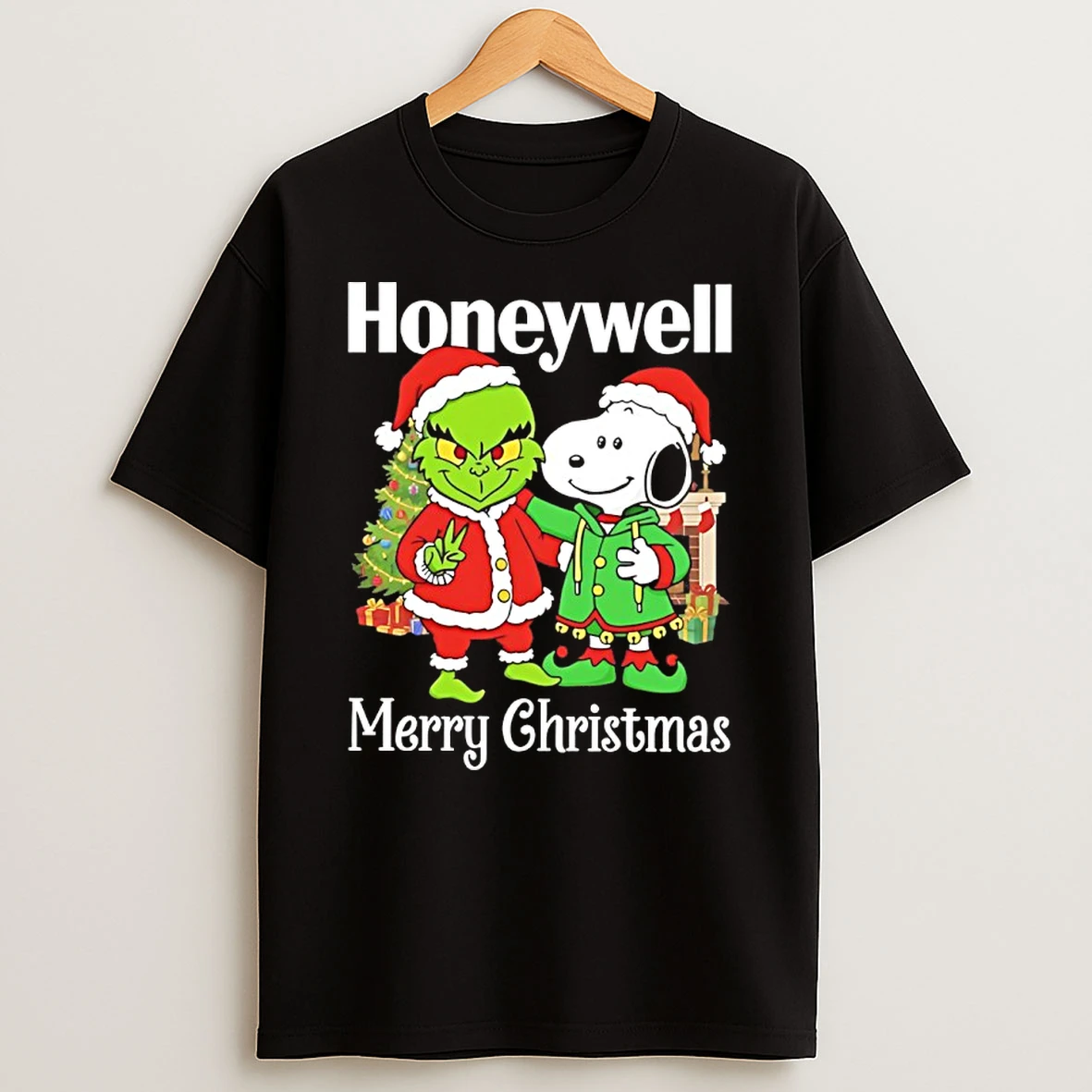 Grinch And Snoopy Santas X Honeywell Merry Christmas T Shirt