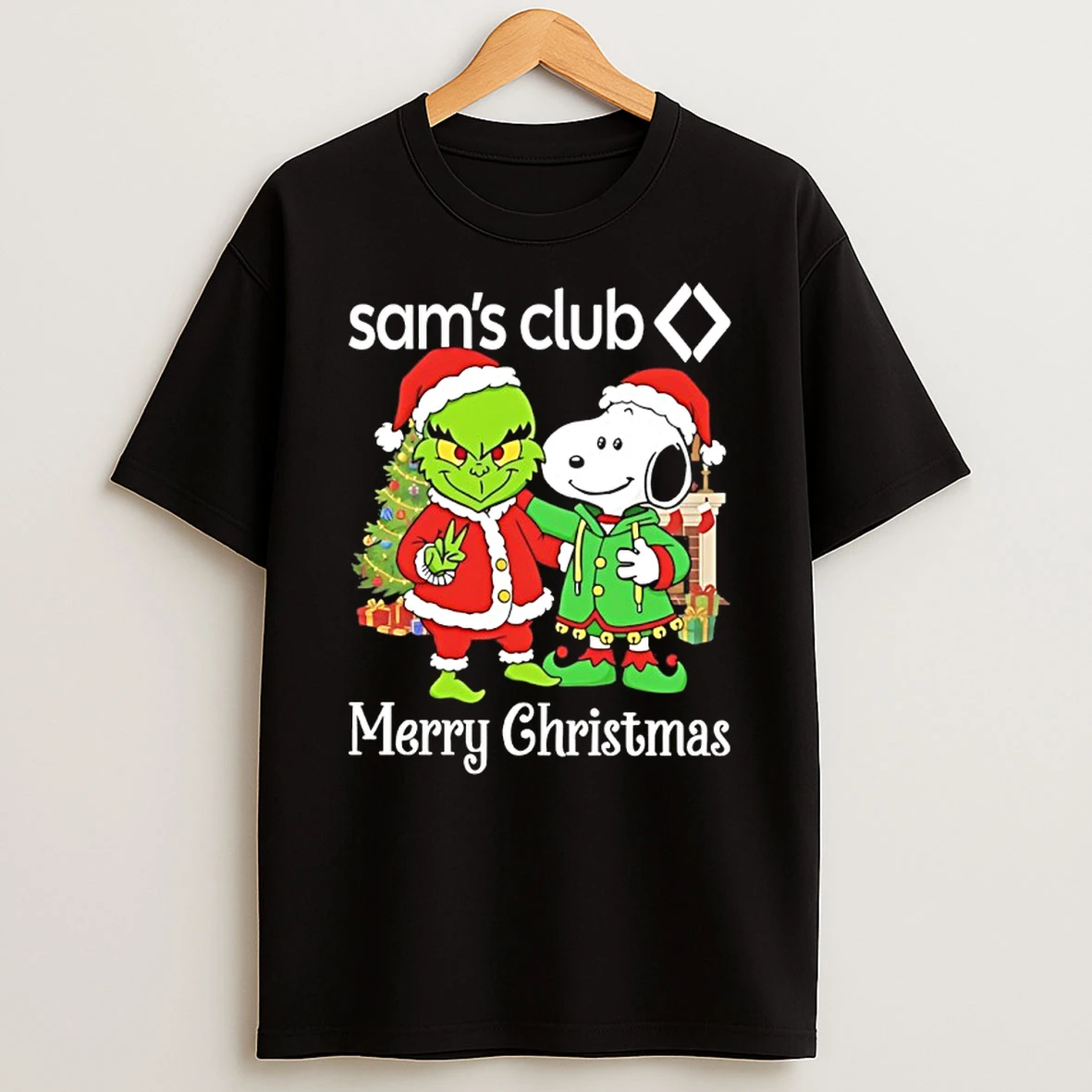 Grinch And Snoopy Santas X Sams Club Merry Christmas T Shirt