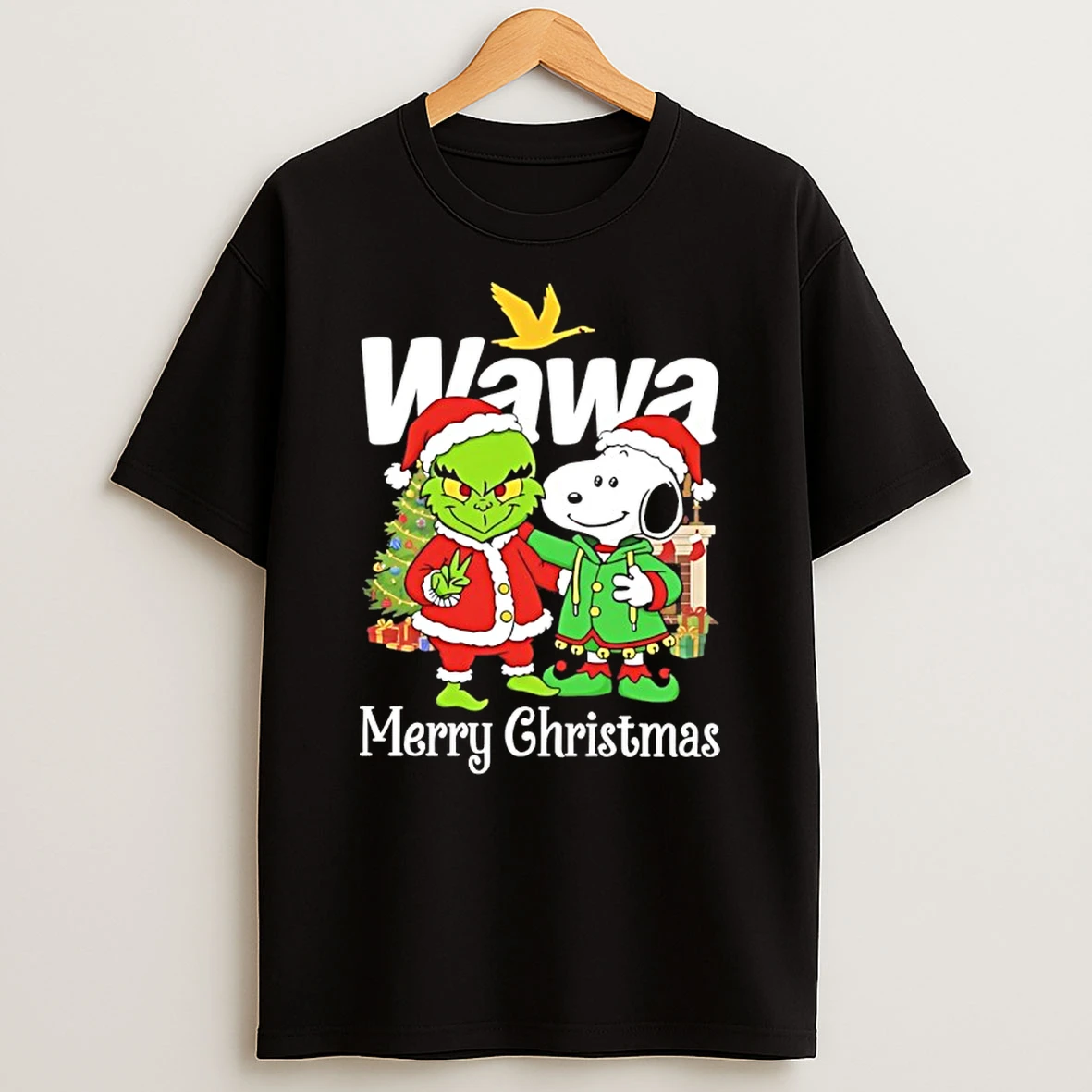 Grinch And Snoopy Santas X Wawa Merry Christmas T Shirt