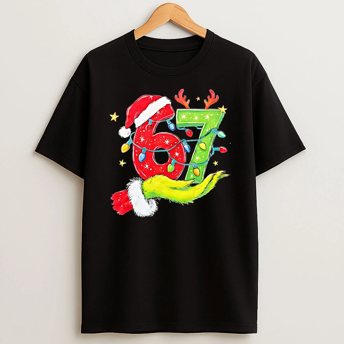 Grinch Hand 67 Christmas Lights T Shirt