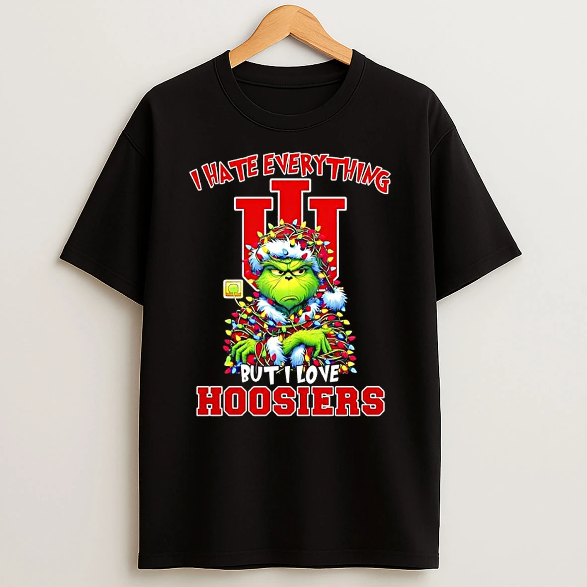 Grinch I Hate Everything But I Love Indiana Hoosiers Merry Christmas T Shirt