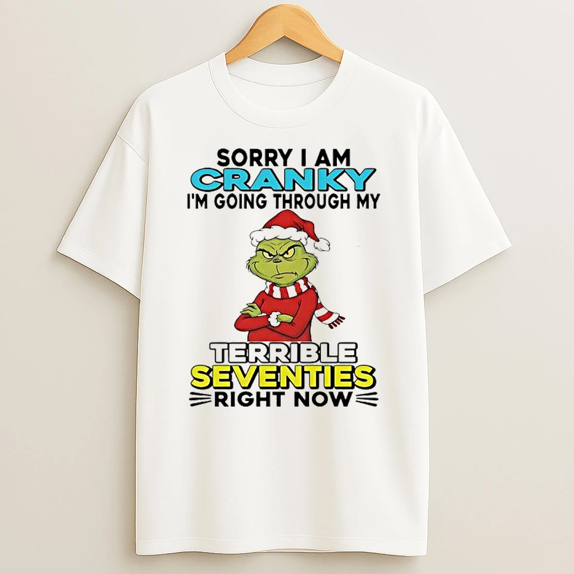 Grinch Sorry I Am Cranky Im Going Through My Terrible Seventies Right Now T Shirt